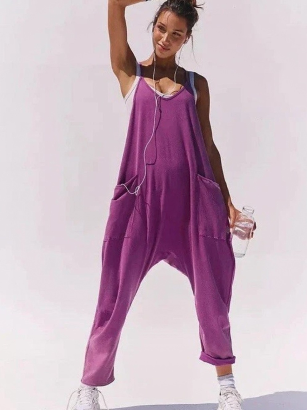 Free People FP Movement Hot Shot Onesie in Deep Mulberry sz M EUC - Picture 2 of 8